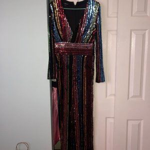 Sequin jumpsuit with pockets